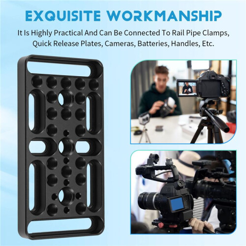 Quick Release Plate Multi-Function Expanding Cold Shoe Cheese Plate Double Hole Tube Clamp Tripod Adapter Plate