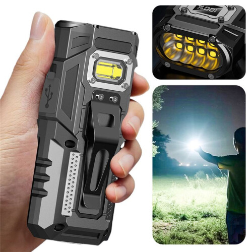 LED Flash Light USB Rechargeable Handheld Flashlight with Power Display Waterproof Work Light for Outdoor Camping 2