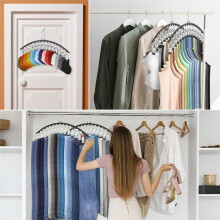 6Pack Legging Organizer for Closet Hanging,Pants Hangers with 15 Clips Holds Leggings,Shorts,Skirts,Space Saving