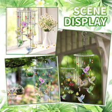 Bird DIY Painting Wind Chimes,Diamond Art Kits for Adults, Wind Spinner for Garden Decor