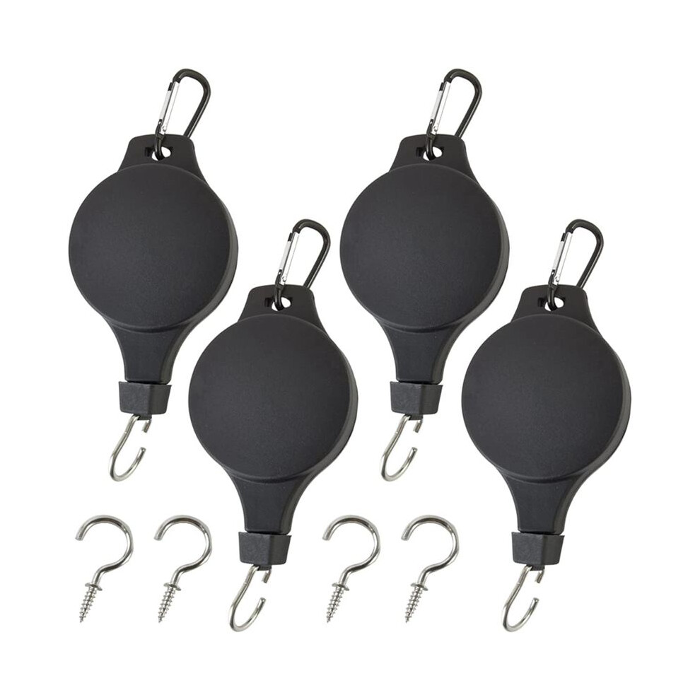 4Pcs Plant Pulleys Plant Hook Pulley With 4Pcs Ceiling Hooks For Hanging Plants Retractable Plant Hangers Outdoor 4713344079798