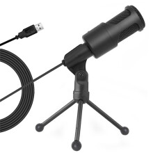 PC USB-Microfoon, Podcast-Condensatormicrofoon met Opvouwbaar Statief voor Streaming, Gaming, Podcasting, Opname, Laptop