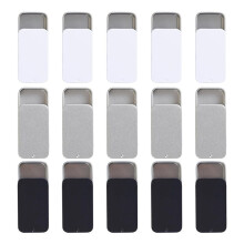 15 Pcs Slide Top Tin Containers  Metal Tin Box Containers Storage Boxes with Lid for Small Items(Black White Silver)