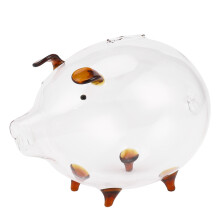 Pig Piggy Bank Money Boxes Coin Saving Box Cute Transparent Glass Souvenir Birthday Gift For Children Kids-Brown