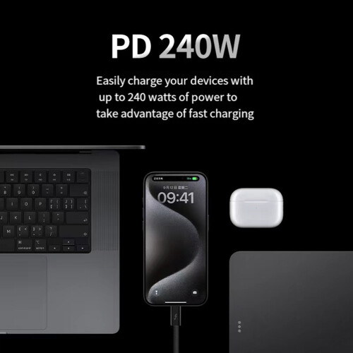 PD240W Type C Fast Charging Cable  4 Data Cable 40Gbps Transmission,8K60Hz HD Projection Ccreen USB Cable 2M 2