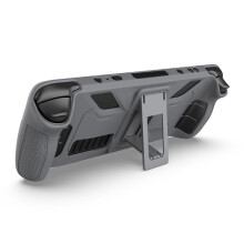 Voor Beschermhoes - Anti-Val, Antislip, Zachte Siliconen Hoes + Opvouwbare Standaard Gameconsole-Accessoires Grijs