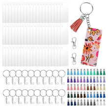242 Pcs Sublimation Keychain Blanks Bulk, Double Sides 60 Sublimation Keychains Blank with 60 Key Chains,Tassels