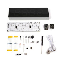 DIY Electronic Kit Digital RGB Colorful LED Alarm Clock Suite 4-Siffrig Datum Temperaturklocka Lödning Projektövning,A