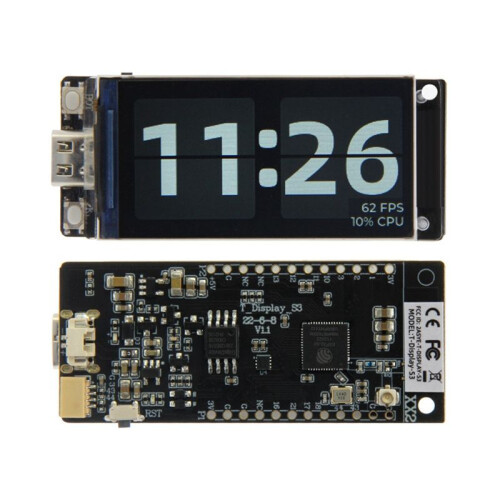 T-Display-S3 Placa de Desenvolvimento LCD de 1,9 Polegadas com Capa para Nerd Miner Bitcoin Solo Lottery Miner BTC Miner Preto 1