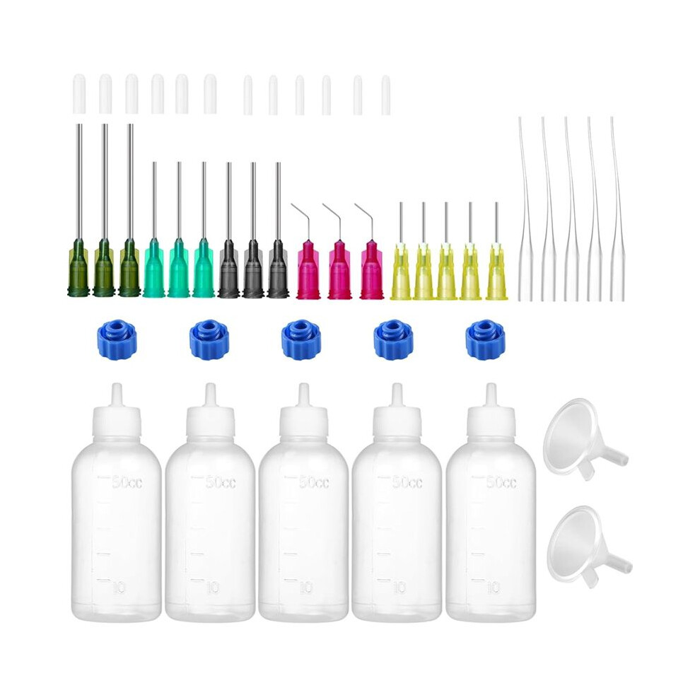 50Ml Glue Precision Tip Applicator Bottle, Needle Tip Squeeze Bottle, 14Ga 16Ga 18Ga 20Ga 25Ga Storage Cap Set 2 6032708500609