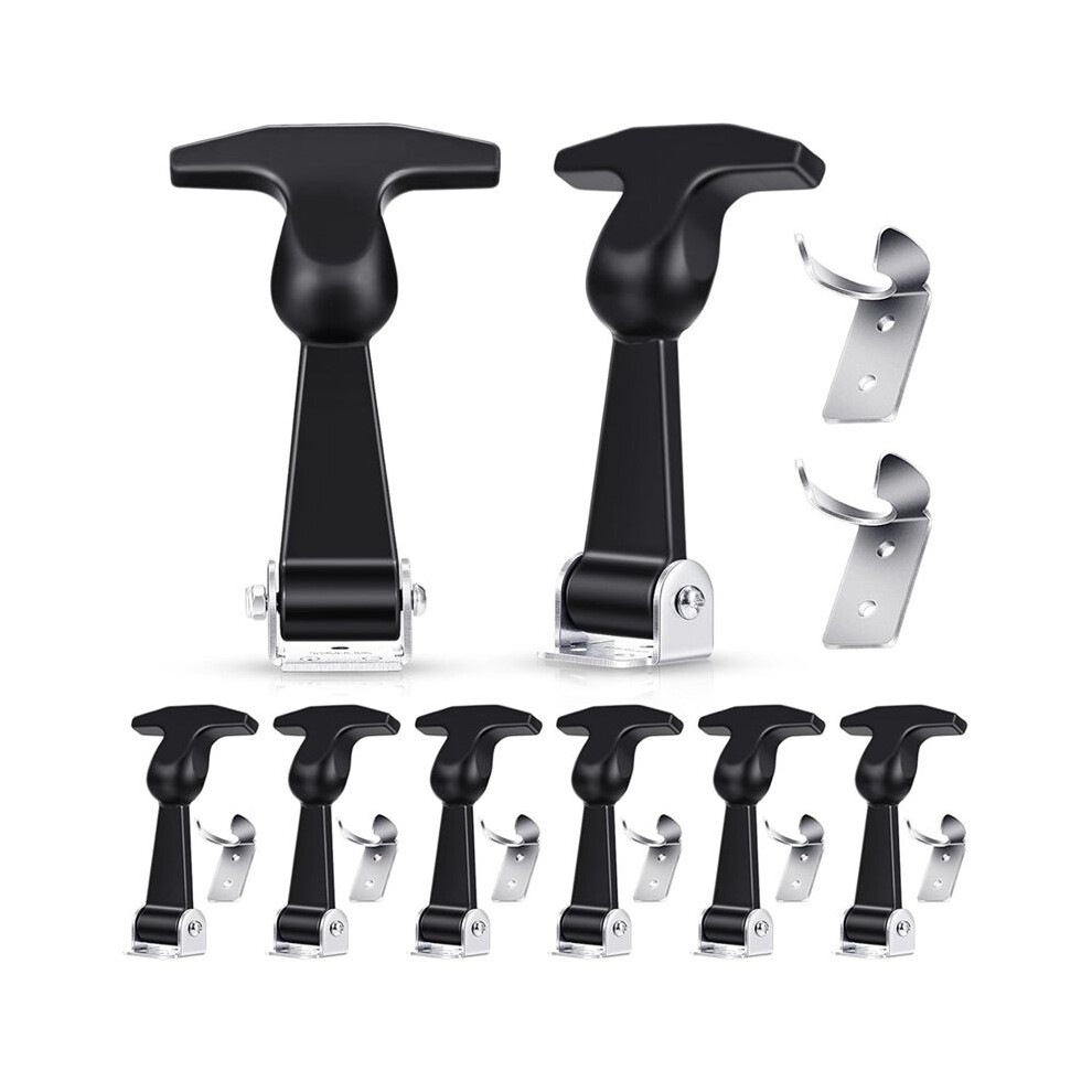 8Pc Elastic Stainless Steel Rubber Hood Catch Flexible T-Handle Hasp Rubber Flexible Draw Latches With Brackets For Hood 6031804946618