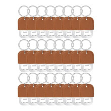 24 Pcs Dye Leather Bottle Opener Keychain Sublimation Beer Steel Bottle Opener PU Leather Keychain