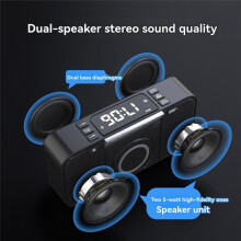 Wireless Charging Station with Speaker, Alarm Clock, FM Radio, Night Light, Phone Holder, Adjustable Display