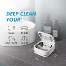 Ultrasonic Retainer Cleaner Machine with 2 Digital Timer, U-V Dental Cleaning Pod with Viewing Port,180ml EU Plug
