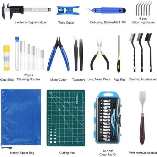 3D Printer Accessory 55 Piece Set,Kit for 3D Printer Cleaning and Polishing 2