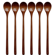 Cucchiai di Legno per Set da Cucina, Cucchiai da Cucina nel Legno con Manico Lungo 13 Pollici per Mescolare il Servizio da Forno, 6 Pezzi di Utensili