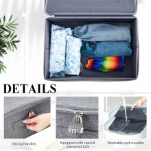 Locking Adult Game Toy Storage Organizer Lock Box Toy Storage Bins Toys Storage Bags with 2 Drawstring Bags Grey