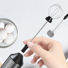 Milk Frother Stick Rechargeable with 3 Speeds and Stand, Electric Milk Frother with 2 Stainless Steel Whisks for Matcha