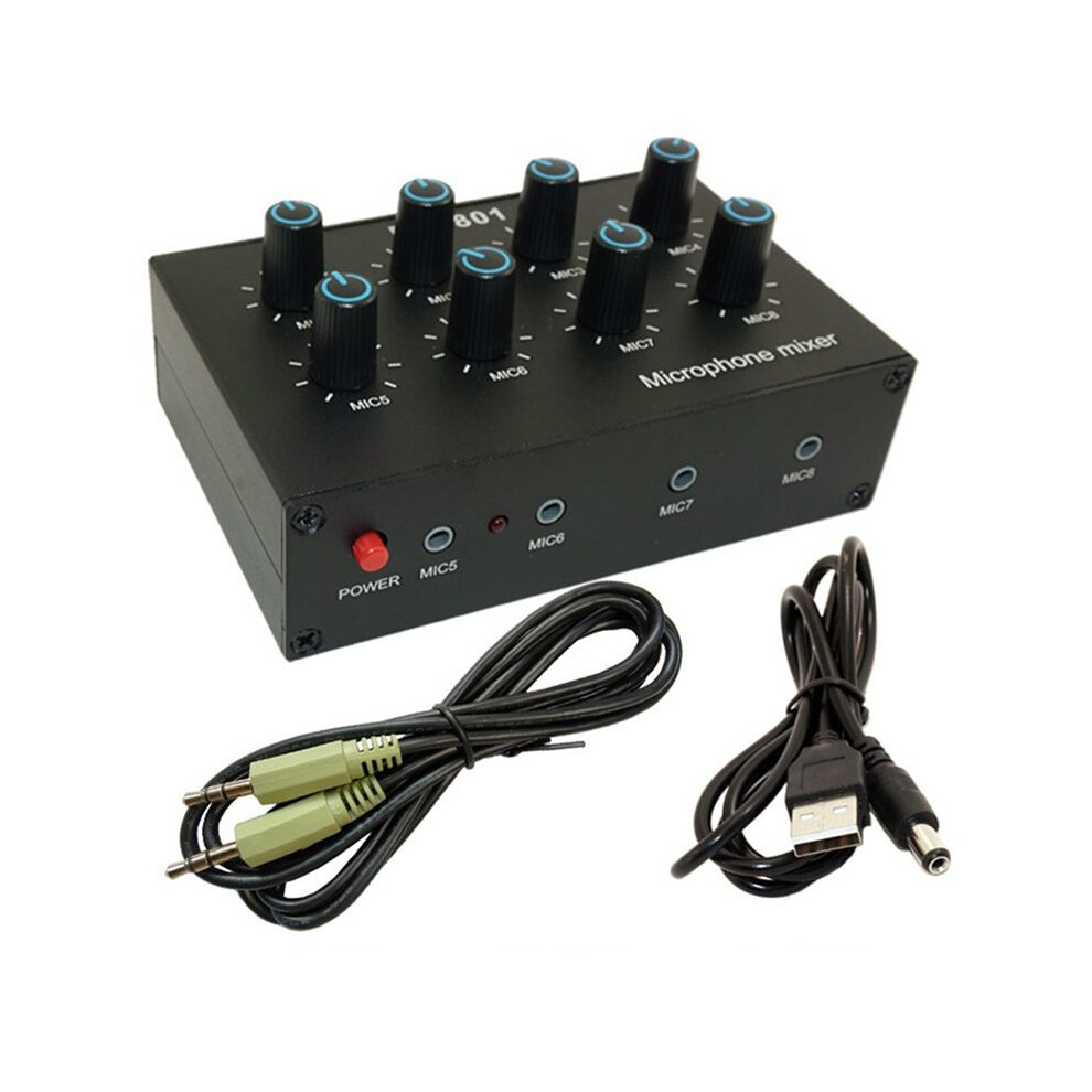 Photos - Other Photo Accessory MC-801 Condenser Microphone Expander 8 Channel 3.5mm Microphone Mixer Multi-Channel Input Expander Hub