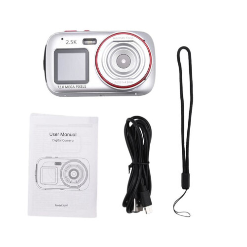 Digital Camera 16x  Dual Screen 72MP HD Camera with MP3 Player Function Auto Focus Camera for Kids Silver 2