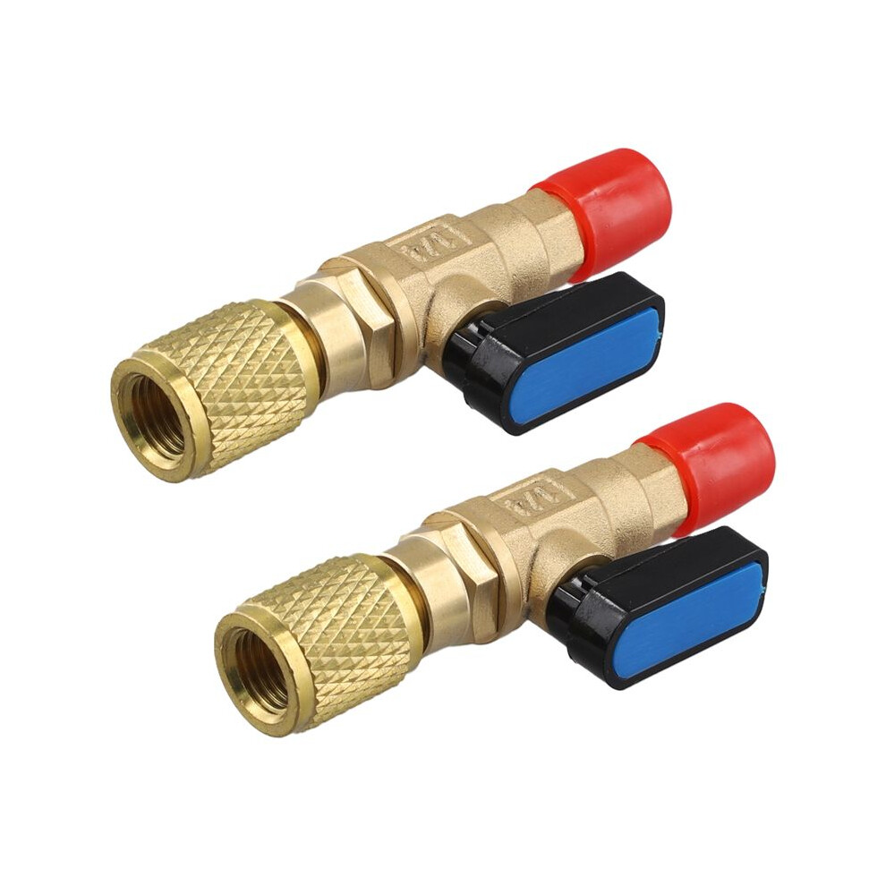 2Pc Refrigerant Compact Valve Adapter 1/4In Sae 5/16In Sae For R410a R134a R12 R22 Ac Hvac For Hoses Ac Refrigerant 6032708519496