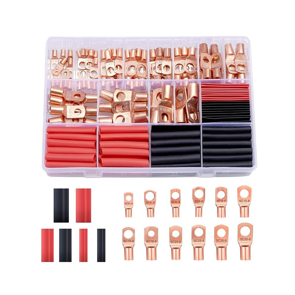 240Pcscopper Wire Lugs Battery Terminals Battery Cable Ends,Awg 2 4 6 8 10/12 Gauge Wireconnectors,For Marine Electrical 6031904883110