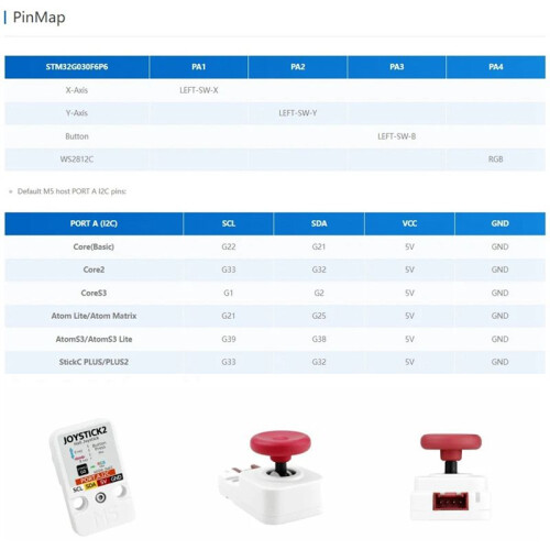 Joystick2 Unit Hall Effect Joystick Built-in STM32 STM32G030 I2C Communication RGB LED 2