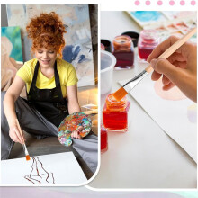 30Pcs Flat Paint Brushes, 3/4 Inch Wood Paint Brush Artist Paint Brushes Watercolor Brush Bulk Painting for Art