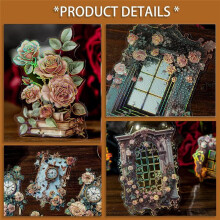 80 PCS Vintage Sticker Pack -Gorgeous Flowers Roses Stickers Clocks, Windowsills, Books, Candles - DIY Supplies