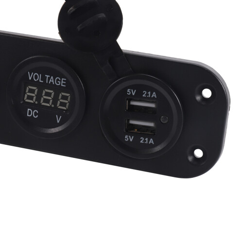 4 em 1 Dual QC3.0 Power Charger C-Igarette Lighter Socket VoltíMetro Digital com Rocker  e   Control 2