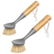 Paquete de 2 Cepillos de Bambú para Ollas, Aceite Antiadherente, Cepillo de Cocina, Manejar de Madera, Cepillo de Limpieza de Descontaminación con