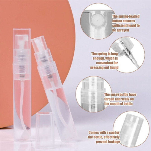 60PCS 5Ml  Spray Bottle,  Clear Plastic Spray Bottle Empty, Fine Mist Refillable Perfume Bottle,Perfume Atomizer 2