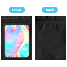 100 Pack Mylar Bags Holographic Smell Proof Packaging Bag for Small Bussiness Resealable Pouch Bags(3X5 Inch)