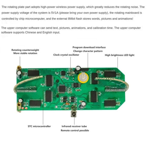 Dual Axis Spherical Rotating LED Kit Color Clock Display Remote Control Microcontroller DIY Electronic No Downloader 2