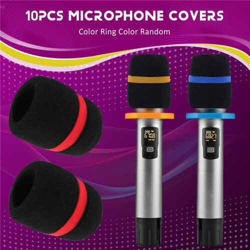 10 Pcs Handheld Stage Microphone Windscreen Foam Mic Cover Karaoke Black 2