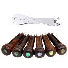 6PCS Akoestische Gitaarbrugpennen Ingelegde Abalone Stip met Metalen Gitaarpennentrekker DIY Vervangende Onderdelen