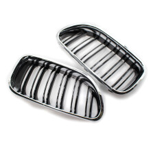 Sostituzione Della Griglia Sportiva Della Griglia Anteriore del Rene un Doppia Linea per  Serie 6 F06 F12 F13 Chrome + Nero