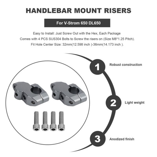 Risers de Montagem Do GuidãO para  V-Strom 250 650 DL650 V-Strom 1000 DL1000 2002-2019 22Mm 7/8 Polegadas 1