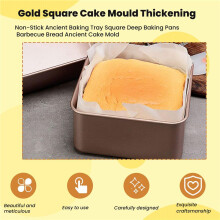 Gold Square Cake Mould Thickening Non-Stick Ancient Baking Tray Square Deep Baking Pans Barbecue Bread Ancient Cake Mold
