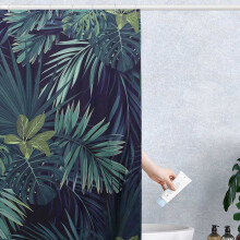 Green Shower Curtain Leaves Printing Pattern Modern Natural Plant Pattern Polyester Bathroom Waterproof Curtains