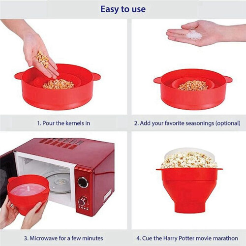 Popcorn Popper with Lids - Silicone Popcorn Maker Collapsible Popcorn Bowls Popcorn Container 1