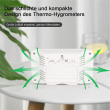 Thermometer Hygrometer Binnen met Wekker, LCD Digitale Thermometer, voor Kamer, Woonkamer, Wijnkelder (Zwart)