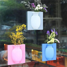 Magische Silikonvase, Abnehmbare Silikonvase, Geeignet für die Wandmontage, Selbstklebende Vase im Wandeingang, Blau