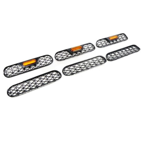 Front Grill Inserts with Amber Light for  Bronco 2021-2024 2/4 Door Front Mesh Grille Inserts Grills Frame Trim