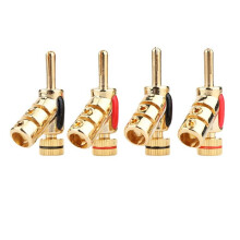4 STKS Banaanstekker Koper Vergulde Y-Vormige Luidsprekerkabel Plug Vergrendeling Banaanstekker Connector HIFI Jack Audio Adapter