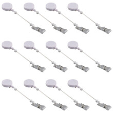12 Pcs Beadable DIY Badge Reel Kit Retractable ID Name Badge Reel Clips Holder for Beads Blank Bar with Belt Clip, White