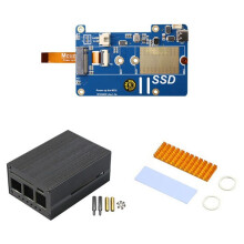 MPS2280P PCIE M.2 NVME SSD HAT+Case+SSD Koellichaam voor Raspberry Pi 5 Ondersteuning 2280 2230 2242 Gen 3 Uitbreidingskaart