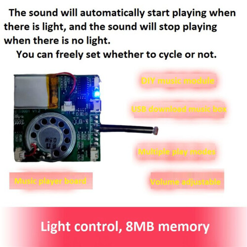 USB Recording Music Module DIY MP3 Recordable Sound Module USB Downloadable Sound Module, Light Control 2