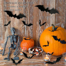 3D Naklejka z Czarnym Nietoperzem Dekoracja Ścienna Dekoracja na Imprezę Halloween Wewnątrz na Zewnątrz Materiały do Dekoracji Halloween