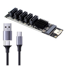 Adaptateur TYPE-C Vers 5 SATA3.0, Carte Riser JM575 + JMS580 SATA3 6 Gbps USB10G, Châssis Serveur, Extension D'Ordinateur PC